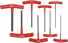 Bondhus - 8 Piece T-Handle Cushion Grip Hex Key Set - Hex Range 2 to 10mm, 6" OAL, Protanium High Torque Steel - Exact Tooling