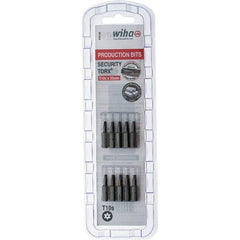 Wiha - 1/4" Drive T10 Tamperproof Torx Screwdriver Bit - 1" OAL, Tamper Resistant Bit - Exact Tooling