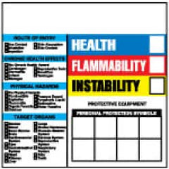 NMC - "Health - Flammability - Instability", 6" Long x 6" Wide, Pressure-Sensitive Vinyl Safety Sign - Square, 0.004" Thick, Use for Hazardous Materials - Exact Tooling