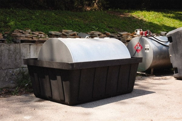 Eagle - 635 Gal Sump, 10,000 Lb Capacity, 1 Drum, Polyethylene Spill Deck or Pallet - 88" Long x 62" Wide x 33" High, Black, Horizontal, 1 Tank Drum Configuration - Exact Tooling