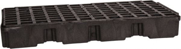 Eagle - 30 Gal Sump, 5,000 Lb Capacity, 2 Drum, Polyethylene Platform - 51-1/2" Long x 26-1/4" Wide x 6-1/2" High, Black, Low Profile, Vertical, Inline Drum Configuration - Exact Tooling