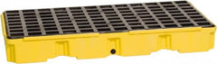 Eagle - 30 Gal Sump, 5,000 Lb Capacity, 2 Drum, Polyethylene Spill Deck or Pallet - 51-1/2" Long x 26-1/4" Wide x 6-1/2" High, Yellow, Drain Included, Low Profile, Vertical, Inline Drum Configuration - Exact Tooling