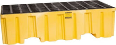 Eagle - 66 Gal Sump, 4,000 Lb Capacity, 2 Drum, Polyethylene Spill Deck or Pallet - 51" Long x 26-1/4" Wide x 13-3/4" High, Yellow, Liftable Fork, Vertical, 2 x 2 Drum Configuration - Exact Tooling