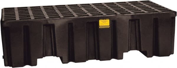 Eagle - 66 Gal Sump, 4,000 Lb Capacity, 2 Drum, Polyethylene Spill Deck or Pallet - 51" Long x 26-1/4" Wide x 13-3/4" High, Black, Liftable Fork, Drain Included, Vertical, 2 x 2 Drum Configuration - Exact Tooling