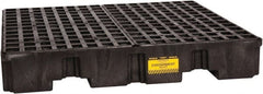 Eagle - 66 Gal Sump, 8,000 Lb Capacity, 4 Drum, Polyethylene Spill Deck or Pallet - 51-1/2" Long x 51-1/2" Wide x 8" High, Black, Liftable Fork, Vertical, 2 x 2 Drum Configuration - Exact Tooling