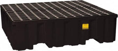Eagle - 132 Gal Sump, 8,000 Lb Capacity, 4 Drum, Polyethylene Spill Deck or Pallet - 52-1/2" Long x 51-1/2" Wide x 13-3/4" High, Black, Liftable Fork, Vertical, 2 x 2 Drum Configuration - Exact Tooling