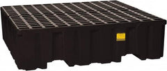 Eagle - 132 Gal Sump, 8,000 Lb Capacity, 4 Drum, Polyethylene Spill Deck or Pallet - 52-1/2" Long x 51-1/2" Wide x 13-3/4" High, Black, Liftable Fork, Drain Included, Vertical, 2 x 2 Drum Configuration - Exact Tooling