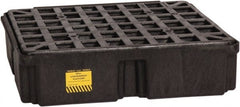 Eagle - 12 Gal Sump, 2,000 Lb Capacity, 1 Drum, Polyethylene Spill Deck or Pallet - 26-1/4" Long x 26" Wide x 6-1/2" High, Black, Low Profile, Vertical, Inline Drum Configuration - Exact Tooling