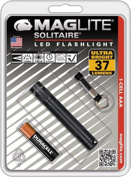 Mag-Lite - Clear LED Bulb, 47 Lumens, Mini Flashlight - Black Aluminum Body, 1 AAA Alkaline Battery Included - Exact Tooling