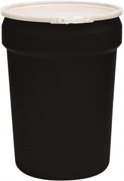 Eagle - 30 Gallon Black Tapered Cylinder Polyethylene Open Head Drum - 28-1/2" High x 21" Diam - Exact Tooling