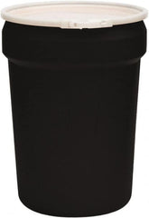 Eagle - 30 Gallon Black Tapered Cylinder Polyethylene Open Head Drum - 28-1/2" High x 21" Diam - Exact Tooling