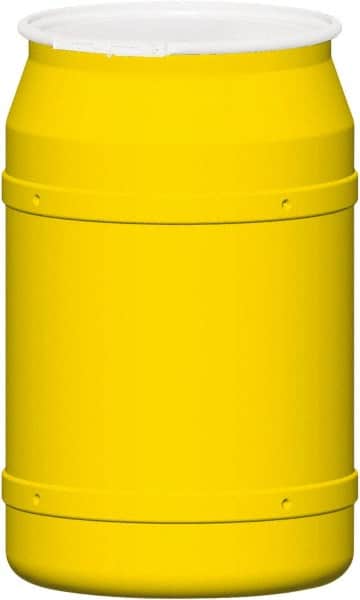 Eagle - 55 Gallon Yellow Cylindrical Polyethylene Open Head Drum - 36-3/8" High x 23" Diam - Exact Tooling