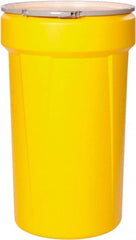 Eagle - 55 Gallon Yellow Tapered Cylinder Polyethylene Open Head Drum - 39-1/8" High x 23-3/4" Diam - Exact Tooling