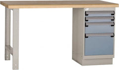 Rousseau Metal - 60 Wide x 30" Deep x 34" High, Laminated Hardwood Workbench - Fixed Legs - Exact Tooling