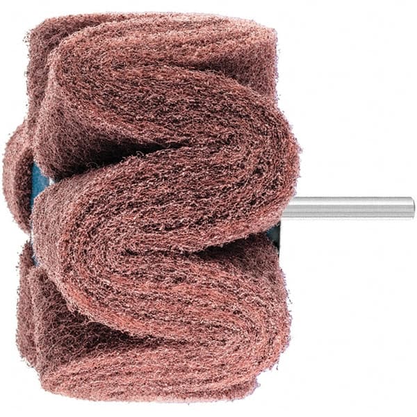 PFERD - 4" Diam x 2" Face Width, Aluminum Oxide Nonwoven Mounted Flap Wheel - 1/4" Shank Mount, 180 Grit, 6,000 Max RPM - Exact Tooling