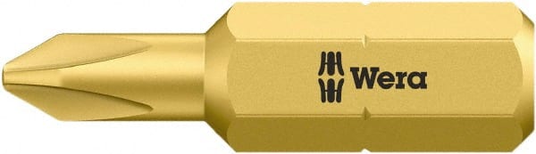 Wera - #1, Insert Phillips Screwdriver Bit - 1/4" Drive, 1" OAL - Exact Tooling