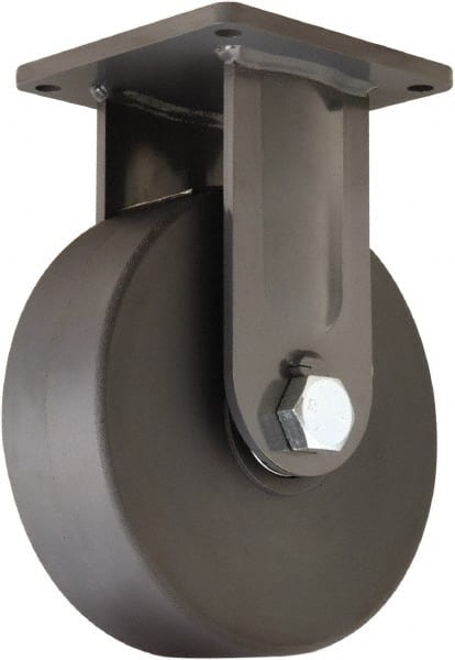 Hamilton - 12" Diam x 4" Wide x 15-1/2" OAH Top Plate Mount Rigid Caster - Nylon, 10,000 Lb Capacity, Precision Roller Ball Bearing, 8-1/2 x 8-1/2" Plate - Exact Tooling