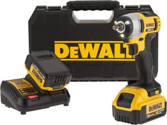 DeWALT - 3/8" Drive 20 Volt Mid-Handle Cordless Impact Wrench & Ratchet - 2,300 RPM, 0 to 2,700 BPM, 130 Ft/Lb Torque, 2 Lithium-Ion Batteries Included - Exact Tooling