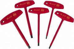 Wiha - 5 Piece, T-Handle Cushion Grip Hex Key Set - 4 to 10mm Range, Chrome Vanadium Molybdenum - Exact Tooling