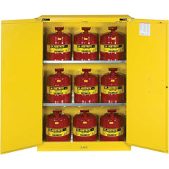 Justrite - 2 Door 2 Shelf 45 Gal Safety Cabinet for Flammable Substances - Exact Tooling