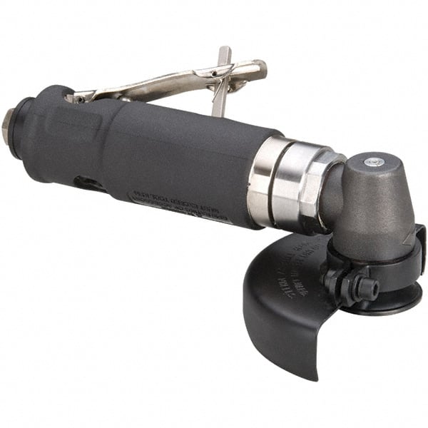 Dynabrade - 4" Wheel Diam, 13,500 RPM, Pneumatic Angle & Disc Grinder - 3/8-24 Spindle, 40 CFM, Rear Exhaust - Exact Tooling