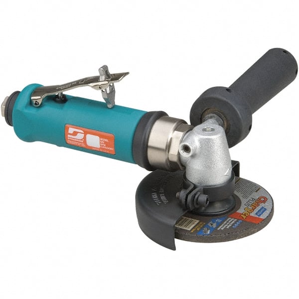 Dynabrade - 4" Wheel Diam, 13,500 RPM, Pneumatic Angle & Disc Grinder - 3/8-24 Spindle, 40 CFM, Rear Exhaust - Exact Tooling