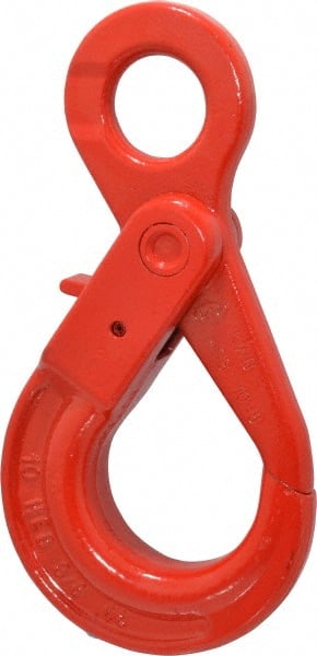 Pewag - 7,100 Lb Capacity, Chain Grade 80, Alloy Steel Eye Hook - 6-13/16" Reach, 1-3/8" Eye ID, 3/8" Chain Diam, Dacromet - Exact Tooling