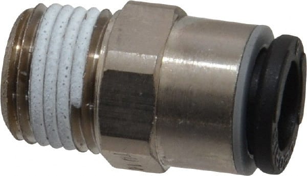 Legris - 6mm Outside Diam, 1/8 NPT, Nickel Plated Brass Push-to-Connect Tube Male Connector - 290 Max psi, Tube to Male NPT Connection, Buna Nitrile O-Ring - Exact Tooling