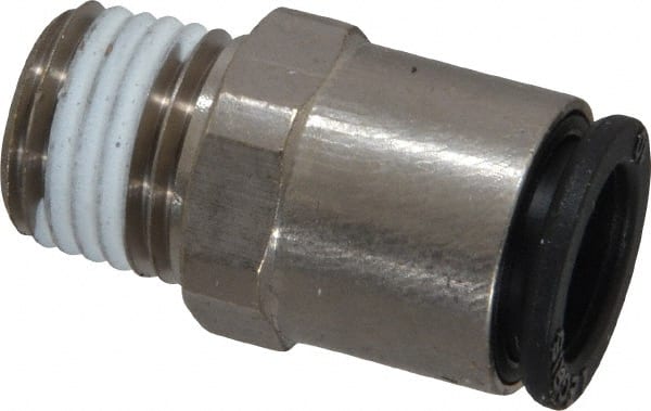 Legris - 10mm Outside Diam, 1/4 NPT, Nickel Plated Brass Push-to-Connect Tube Male Connector - 290 Max psi, Tube to Male NPT Connection, Buna Nitrile O-Ring - Exact Tooling