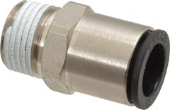 Legris - 12mm Outside Diam, 3/8 NPT, Nickel Plated Brass Push-to-Connect Tube Male Connector - 290 Max psi, Tube to Male NPT Connection, Buna Nitrile O-Ring - Exact Tooling