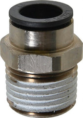 Legris - 12mm Outside Diam, 1/2 NPT, Nickel Plated Brass Push-to-Connect Tube Male Connector - 290 Max psi, Tube to Male NPT Connection, Buna Nitrile O-Ring - Exact Tooling