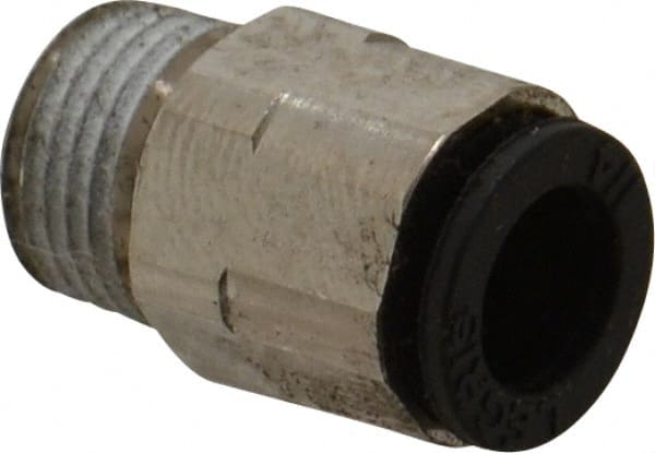 Legris - 1/4" Outside Diam, 1/8 BSPT, Nickel Plated Brass Push-to-Connect Tube Male Connector - 290 Max psi, Tube to Male BSPT Connection, Buna Nitrile O-Ring - Exact Tooling