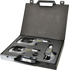 TESA Brown & Sharpe - 0 to 3" Range, 0.001mm Resolution, IP54, Electronic Outside Micrometer Sets - 0.001mm Accuracy, Friction Thimble, Carbide Tipped Measuring Face - Exact Tooling