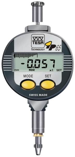 TESA Brown & Sharpe - 0 to 5mm Range, 0.00005 & 0.0005" Graduation, Electronic Drop Indicator - Accurate to 4µ, English & Metric System, LCD Display - Exact Tooling