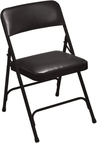 NPS - 18-3/4" Wide x 20-1/4" Deep x 29-1/2" High, Vinyl Folding Chair with Vinyl Padded Seat - Caviar Black - Exact Tooling