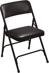 NPS - 18-3/4" Wide x 20-1/4" Deep x 29-1/2" High, Vinyl Folding Chair with Vinyl Padded Seat - Caviar Black - Exact Tooling