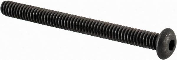 Value Collection - #2-56 UNC Hex Socket Drive, Button Screw - Alloy Steel, Black Oxide Finish, Fully Threaded, 1" Length Under Head - Exact Tooling