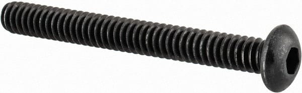 Value Collection - #10-24 UNC Hex Socket Drive, Button Screw - Alloy Steel, Black Oxide Finish, Fully Threaded, 1-3/4" Length Under Head - Exact Tooling