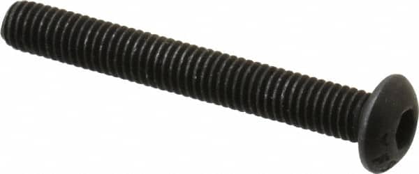 Value Collection - #10-32 UNF Hex Socket Drive, Button Screw - Alloy Steel, Black Oxide Finish, Fully Threaded, 1-1/2" Length Under Head - Exact Tooling