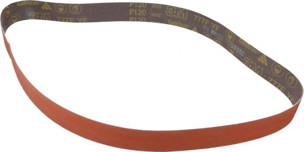 3M - 2" Wide x 60" OAL, 120 Grit, Ceramic Abrasive Belt - Ceramic, Fine, Coated, YF Weighted Cloth Backing, Wet/Dry, Series 777F - Exact Tooling