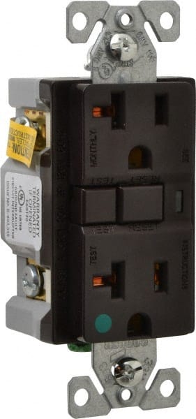 Cooper Wiring Devices - 1 Phase, 5-20R NEMA, 125 VAC, 20 Amp, Self Grounding, GFCI Receptacle - 2 Pole, Back and Side Wiring, Tamper Resistant, Hospital Grade - Exact Tooling