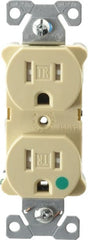 Cooper Wiring Devices - 125 VAC, 15 Amp, 5-15R NEMA Configuration, Ivory, Hospital Grade, Self Grounding Duplex Receptacle - 1 Phase, 2 Poles, 3 Wire, Flush Mount, Tamper Resistant - Exact Tooling