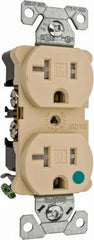 Cooper Wiring Devices - 125 VAC, 20 Amp, 5-20R NEMA Configuration, Ivory, Hospital Grade, Self Grounding Duplex Receptacle - 1 Phase, 2 Poles, 3 Wire, Flush Mount, Chemical, Impact and Tamper Resistant - Exact Tooling