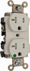 Cooper Wiring Devices - 125 VAC, 20 Amp, 5-20R NEMA Configuration, White, Hospital Grade, Self Grounding Duplex Receptacle - 1 Phase, 2 Poles, 3 Wire, Flush Mount, Chemical, Impact and Tamper Resistant - Exact Tooling