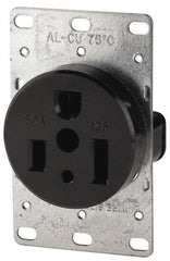Cooper Wiring Devices - 125 VAC, 50 Amp, 5-50R NEMA Configuration, Black, Specification Grade, Self Grounding Single Receptacle - 1 Phase, 2 Poles, 3 Wire, Flush Mount, Corrosion Resistant - Exact Tooling