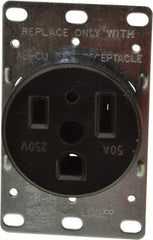 Cooper Wiring Devices - 250 VAC, 50 Amp, 6-50R NEMA Configuration, Black, Specification Grade, Self Grounding Single Receptacle - 1 Phase, 2 Poles, 3 Wire, Flush Mount, Corrosion Resistant - Exact Tooling