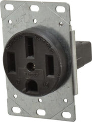 Cooper Wiring Devices - 125/250 VAC, 50 Amp, 14-50R NEMA Configuration, Black, Industrial Grade, Ungrounded Single Receptacle - 1 Phase, 3 Poles, 3 Wire, Flush Mount, Corrosion Resistant - Exact Tooling