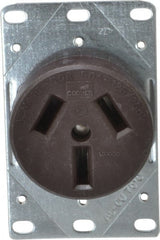 Cooper Wiring Devices - 125/250 VAC, 50 Amp, 10-50R NEMA Configuration, Brown, Specification Grade, Ungrounded Single Receptacle - 1 Phase, 3 Poles, 3 Wire, Flush Mount, Corrosion Resistant - Exact Tooling