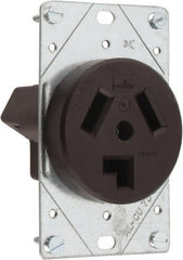 Cooper Wiring Devices - 125/250 VAC, 30 Amp, 10-30R NEMA Configuration, Brown, Specification Grade, Ungrounded Single Receptacle - 1 Phase, 3 Poles, 3 Wire, Flush Mount, Corrosion Resistant - Exact Tooling