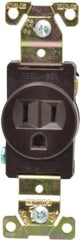 Cooper Wiring Devices - 125 VAC, 20 Amp, 5-20R NEMA Configuration, Brown, Industrial Grade, Self Grounding Single Receptacle - 1 Phase, 2 Poles, 3 Wire, Flush Mount, Chemical, Heat and Impact Resistant - Exact Tooling